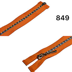 Блискавка тракторна Помаранчева з голограмою №3 пластикова довжина 60см роз'ємна