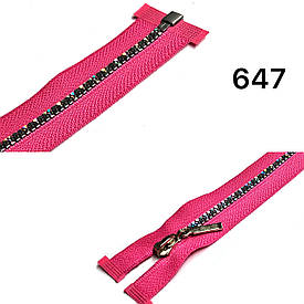 Блискавка тракторна Світло малиновий з голограмою №3 пластикова довжина 60см роз'ємна