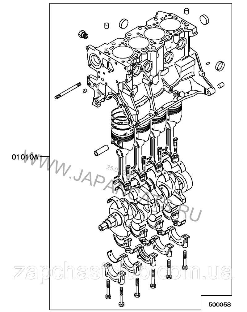 Блок циліндрів у зборі 2.0 дизель MN980270 994432 Lancer X Mitsubishi, фото 1