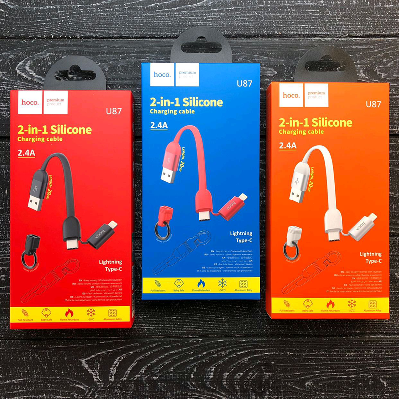 Кабель IPhone и Type-C HOCO U87 Cool 2-In-1 Silicone Cable Lightning, фото 1