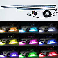 LED RGB різнобарвна світлодіодна моргающая підсвічування днища авто на пульті 120см х 90см