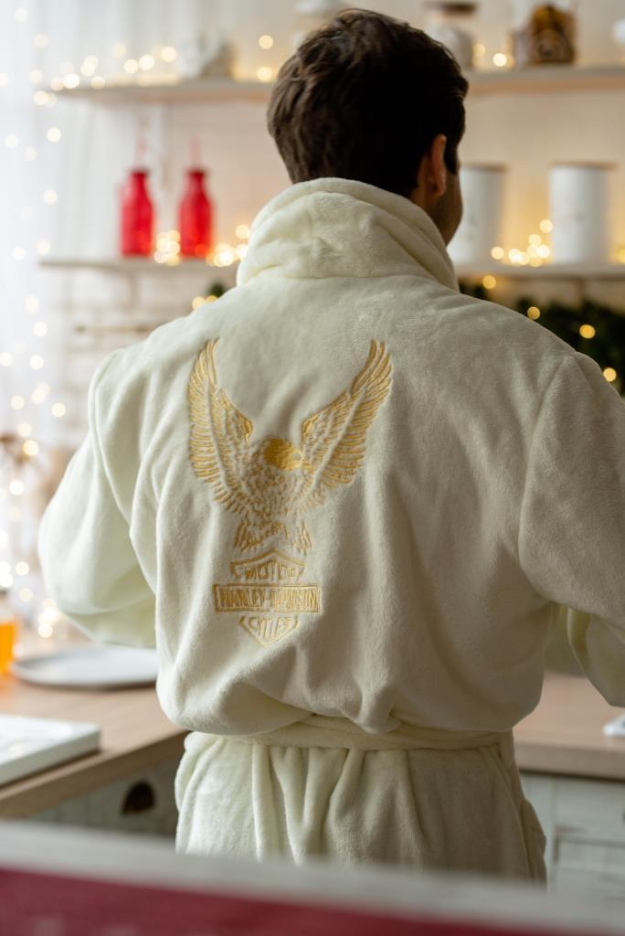 Чоловічий махровий банний теплий халат довгий з індивідуальною вишивкою