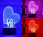 3D світильник серце LOVE | 3д нічник | Настільний світильник, фото 9