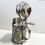 Оловянный пивной бокал с крышкой Долгожданная встреча, фото 4