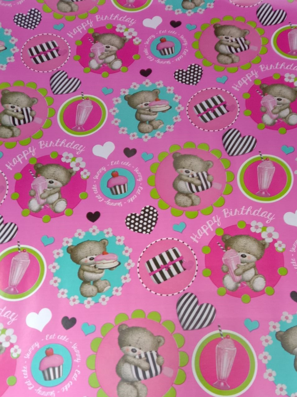 Пакувальний папір для подарунків з малюнком мишки сердечки 100 на 70см 1 шт, фото 1