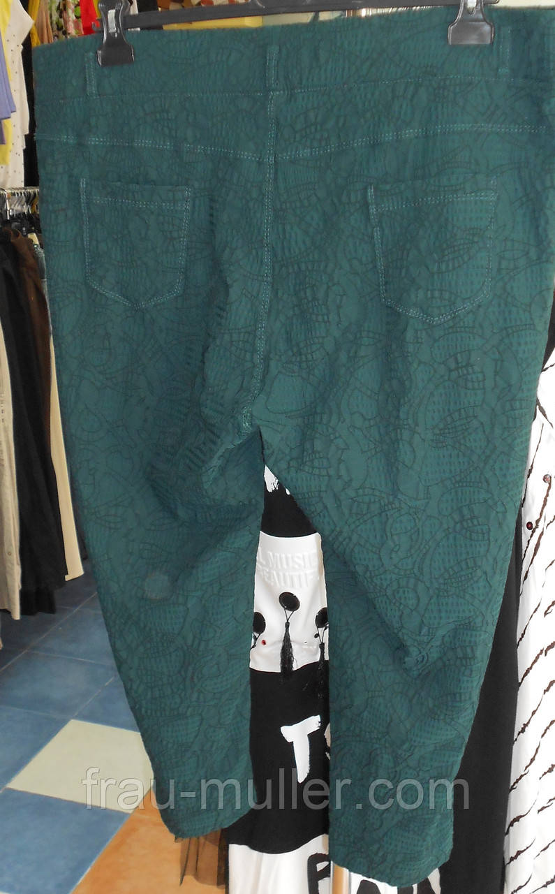 Бриджи батальные зеленого цвета из ткани-жатки со стречем Triesta - фото 3 - id-p963651311