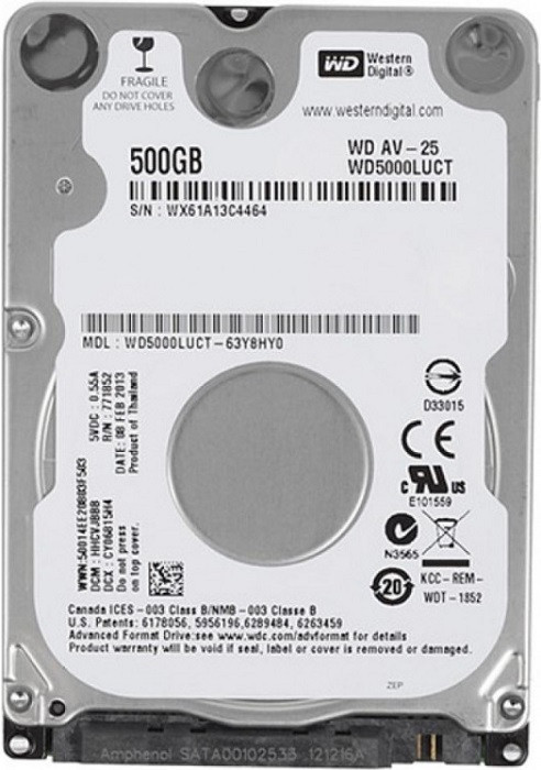 Жорсткий диск 2.5" 500GB Western Digital AV-25 5400rpm 16MB SATAII (WD5000LUCT) Refurbished, фото 1