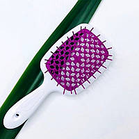 Гребінець для волосся Janeke 1830 Superbrush, білий із бузковим