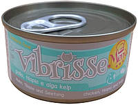 Блок консервированного корма для котов с курицей и талапией в соусе из водорослей Croci Vibrisse Menu 24*70 г