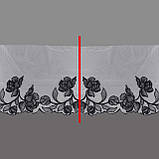 Ажурне мереживо вишивка на сітці: чорного кольору нитка на білій сітці, ширина 20 см, фото 2