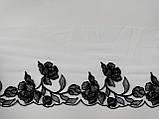 Ажурне мереживо вишивка на сітці: чорного кольору нитка на білій сітці, ширина 20 см, фото 7