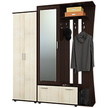 Комплект меблів у передпокій з ЛДСП Передпокій Авео 2 + Шафа ШП 1 Еверест Венге темний + Дуб молочний