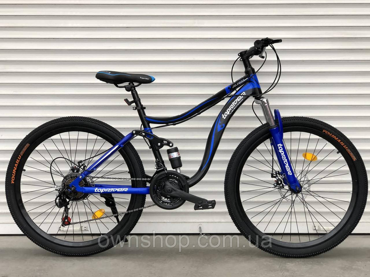 Велосипед спортивний двухподвесной TopRider-910, колеса 26", рама 17" Синій, фото 1