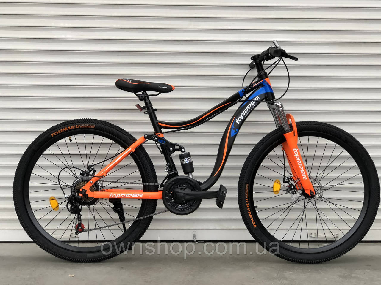Велосипед спортивний двухподвесной TopRider-910, колеса 26", рама 17" Помаранчевий, фото 1