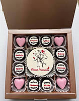 Шоколадний набір Медаль + 12 цукерок на День Валентина.