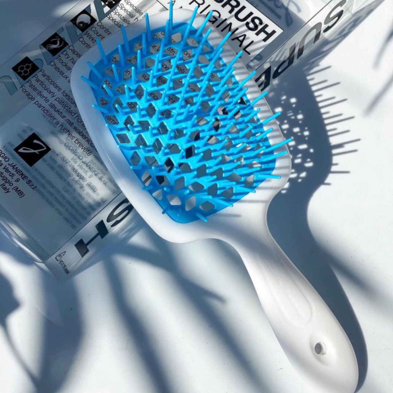 Гребінець для волосся Janeke 1830 Superbrush, білий із блакитним