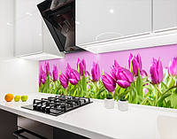 Панель на кухонный фартук под стекло тюльпаны, на двухстороннем скотче 68 х 305 см, 2 мм