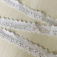 Прошва (шиття) біла вузька з квітковою перфорацією, ш. 3 см
