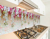 Кухонная плитка на кухонный фартук 3д цветы, с двухсторонним скотчем 62 х 205 см, 1,2 мм