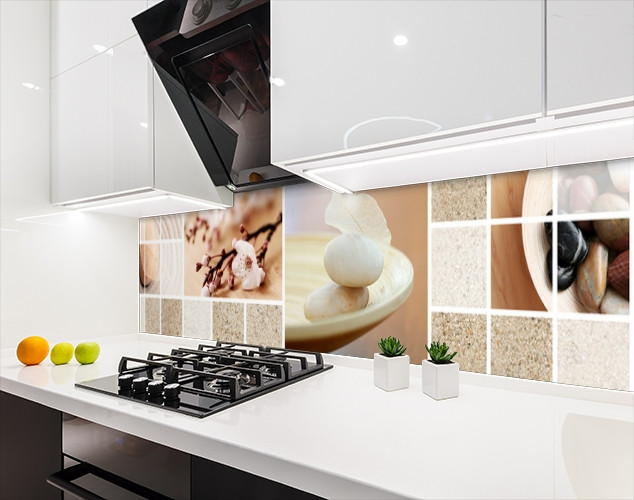 Кухонна плитка на кухонний фартух СПА тематика, релакс, з двостороннім скотчем 62 х 205 см, 1,2 мм