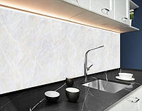 Кухонная панель жесткая ПЭТ мраморная текстура, на двухстороннем скотче 68 х 305 см, 2 мм
