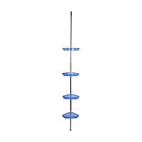 Полиця кутова у ванну 4 яруса Prima Nova, алюмінієва трубка, синя (N17-23)