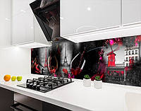Кухонная плитка на кухонный фартук вино и Франция коллаж, с двухсторонним скотчем 62 х 205 см, 1,2 мм