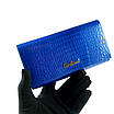 Жіночий шкіряний гаманець Cardinal 17 х 4 х 10 см на кнопці Синій, фото 3
