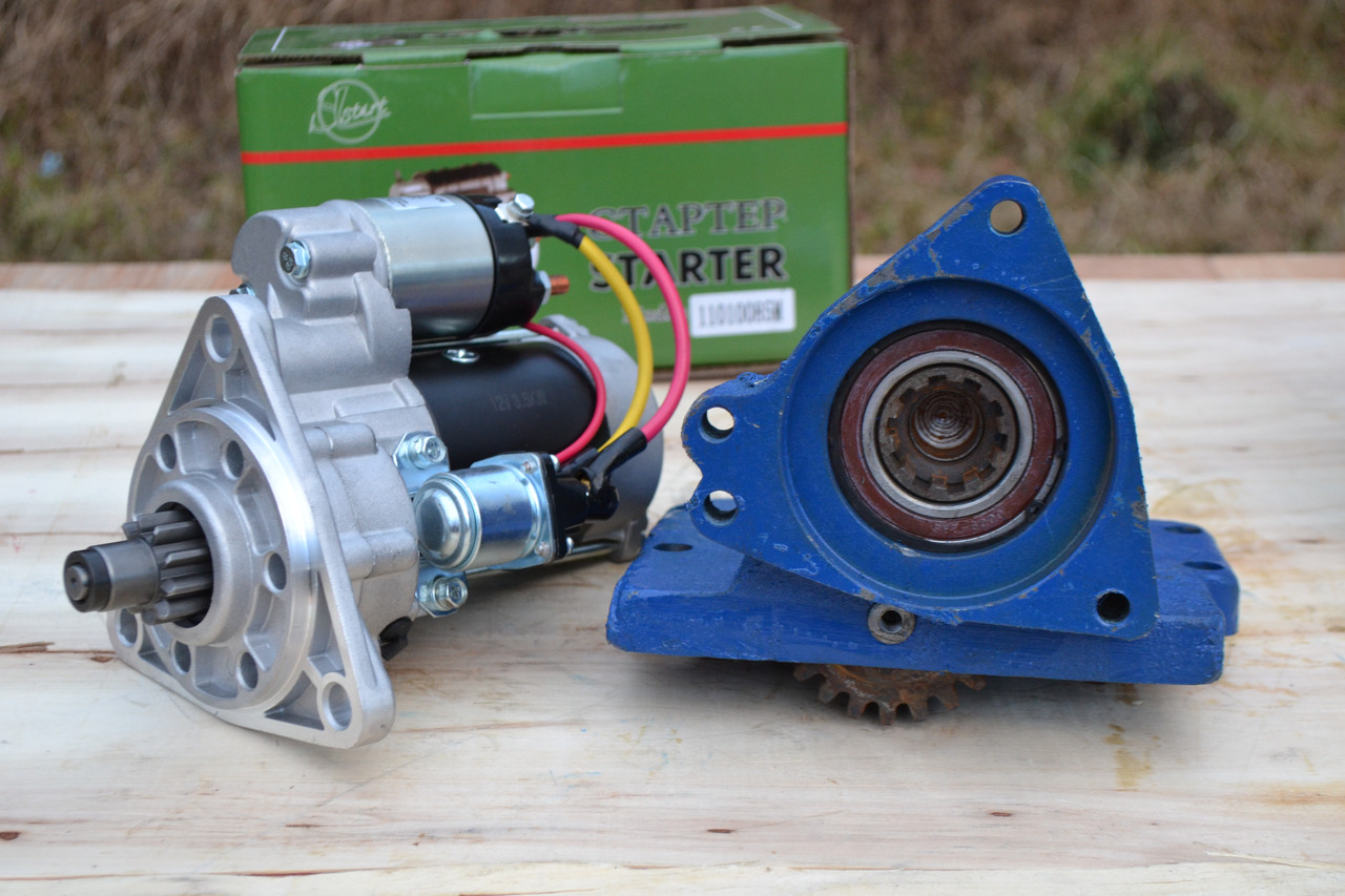 Стартер Slovak 3,5квт з доп реле і Перехідна плита Посилена (2підшип)місто пускача ПДМ  (МТЗ, ЮМЗ, Т-150), фото 1