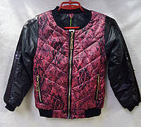 Куртка для дівчинки чорна з узором без капюшона весна осінь р. 122 128