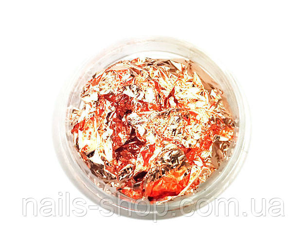 Жатая фольга, паталь для дизайна ногтей (розовое золото), фото 1