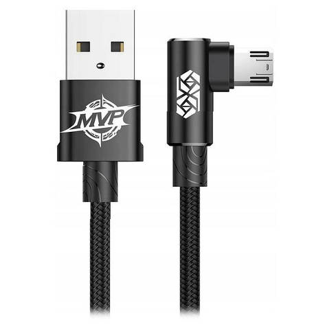 Ігровий кабель для зарядки телефона Baseus MVP Elbow USB - MicroUSB 2 A 1 м Чорний (CAMMVP-A01), фото 1
