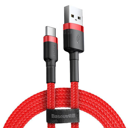 Кабель для зарядки телефона/ смартфона Baseus USB - Type-C 3 A 2 м Червоний/ Чорний (CATKLF-C09), фото 1