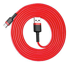 Кабель для зарядки телефона/ смартфона Baseus USB - Type-C 3 A 2 м Червоний/ Чорний (CATKLF-C09), фото 4