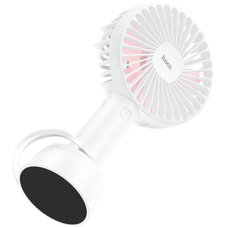 Вентилятор настільний портативний з павербанком HOCO Heroic handheld fan F12 Білий