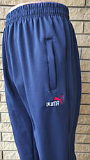 Спортивні штани утеплені на флісі трикотажні великих розмірів із широкою штаниною на високий зріст PUMA, фото 3