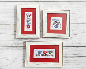 Картини вишиті хрестом. Триптих "Сrazy Tea"