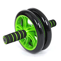 Фітнес колесо спортивний Тренажер-колесо для преса подвійне з килимком Double wheel Тренажер-ролик для м'язів