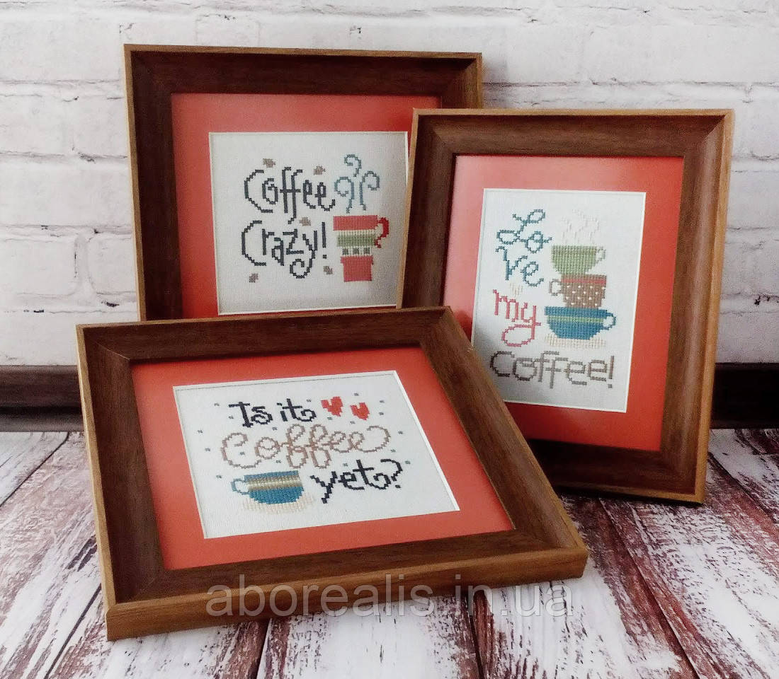 Вишиті картини. Триптих "Coffee Crazy", фото 1