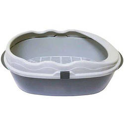 Туалет-лоток  для котів з  рамкою і сіткою 40*30*15 см, сірий