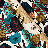 Скатертина овальна бавовна тефлонова водовідштовхувальна гідрофобна просочення білий геометричний візерунок на сірому, фото 2