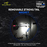 Налобний ліхтар SKILHUNT H04 RC Mini + 1100mAh 18350 Акумулятор (1300LM, Cree XPL LED, CW, IPX8, TIR, Магніт), фото 6