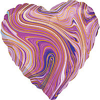 Фольгована кулька Anagram 18" (45 см) Серце агат фіолетовий purple marble