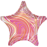 Фольгована кулька Anagram 18" (45 см) Зірка агат рожевий pink marble