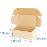 Коробка картонная самосборная 400 х 240 х 160, бурая, подарочная коробка , коробка для почты,