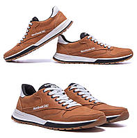 Мужские кожаные кроссовки Reebok Classic Leather Trail Ginger Colour, Мужские туфли рыжие, кеды повседневные