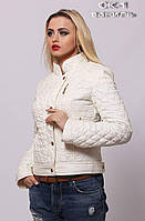 42-50 размеры Демисезонная короткая женская куртка с воротником стойка СК-1 ваниль