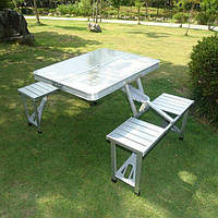 Складной стол и стулья для пикника Раскладной стол-чемодан +4 стула для кемпинга Туристический Алюминиевый