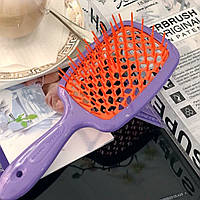 Гребінець для волосся Janeke 1830 Superbrush, фіолетовий з жовтогарячим