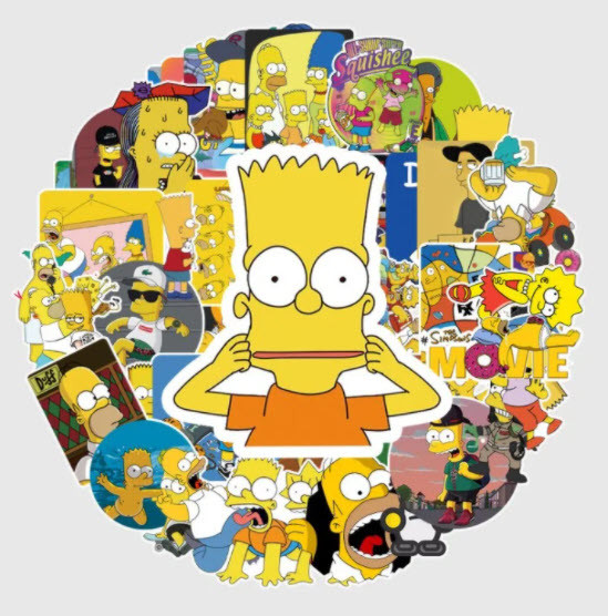 Набір вінілових наклейок стикерів Симпсони Simpson No2 стикербомбінг на авто ноутбук стіну 54 шт.